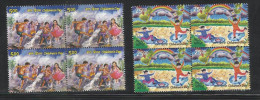 INDIA, 2015, Children´s Day, Childrens, Set 2 V, Rainbow, Rain, Tree, Block Of 4,  MNH, (**) - Unused Stamps