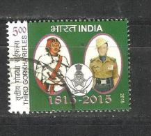 INDIA, 2015, FIRST DAY CANCELLED, 3rd Gorkha Rifles, Soldier, Uniform, Sword, Gun, Militaria, Military, 1 V - Gebruikt