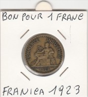 FRANCE FRANCIA 1 Franc 1923 CHAMBRE DE COMMERCE - LEGGI - 1 Franc