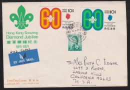 HONG KONG - 1971 Scouting Airmail First Day Cover. Addressed To USA - Postwaardestukken