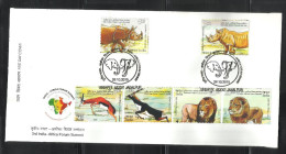 INDIA, 2015, FDC,  3rd India Africa Forum Summit, Set 6 V, Fauna, Animals, Rhinoceros, Jabalpur Cancelled - Brieven En Documenten