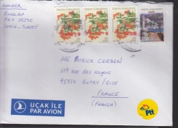 Turquie Lettre 4 Timbres Avec Fleur - Briefe U. Dokumente