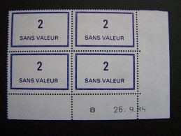 FICTIFS NEUF ** N°F215 SANS CHARNIERE (FICTIF F 215) COIN DATE DU 26.9.85 INDICE 1 - Ficticios