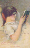 DANTE, C. MONESTIER, GLAMOUR, YOUNG LADY READING DIVINE COMEDY, INFERNO, NM Cond. PC Unused - Monestier, C.