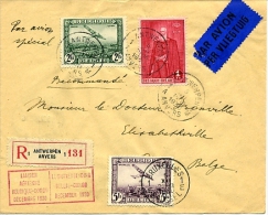 303 – PA 3 – PA4  Sur Lettre Recommandée Courrier Spécial Anvers Vers Elisabethville, Cote Des Timbres: 100,-E - Autres & Non Classés