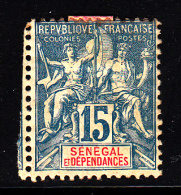 Senegal MH Scott #42 15c Navigation And Commerce, Blue - Hinge Remnant - Unused Stamps