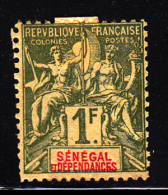 Senegal MH Scott #52 1fr Navigation And Commerce, Bronze Green On Straw - Hinge Remnant - Unused Stamps