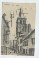 Andrésy (78) : L'église Vue Prise Au Niveau Du Magasin De Couverture Goffette En 1910 (animé)  PF. - Andresy