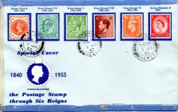 SPECIAL COVER - 1840 To 1953 - THE POSTAGE STAMP THROUGH SIX REIGNS - No 52 Of Only 100 Printed - 1952-1971 Pre-Decimal Issues