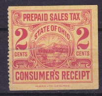 United States State Of Ohio 2 C. Prepaid Sales Tax Consumer's Receipt MNG (2 Scans) !! - Revenues