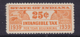 United States State Of Indiana 1939 25 C. Intangible Tax MNH** - Steuermarken