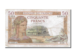 Billet, France, 50 Francs, 50 F 1934-1940 ''Cérès'', 1939, 1939-09-21, TB+ - 50 F 1934-1940 ''Cérès''