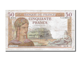 Billet, France, 50 Francs, 50 F 1934-1940 ''Cérès'', 1939, 1939-11-09, TB+ - 50 F 1934-1940 ''Cérès''