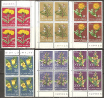 Yugoslavia 1965 Mi# 1118-1123 ** MNH - Set In Blocks Of 4 - Flowers - Neufs