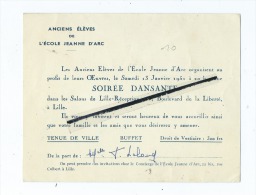 Anciens Élèves De L'Ecole Jeanne D'Arc  -  Lille - Soirée Dansante Au Profit De Leurs Œuvres - Unclassified