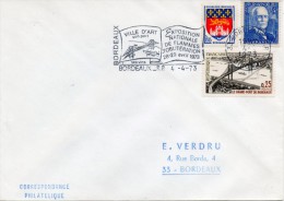 1973 - Obl Sécap BORDEAUX. Grand Pont De Bordeaux. N°1524 + Blason De Bordeaux N°1183 + BRANLY N°599 - Sin Clasificación