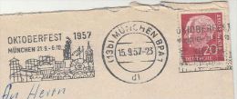 1957 COVER Slogan  OKTOBERFEST CARNIVAL FAIRE Illus Fairground Munchen Germany Stamps - Carnival