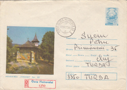 33103- VORONET MONASTERY, ARCHITECTURE, REGISTERED COVER STATIONERY, 1977, ROMANIA - Abbayes & Monastères