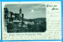 MOL134, Gruss Aus Aarau, Aeussere Halde Mit Protestantischer Kirche, 9146, Circulée 1898 - Aarau