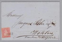 Heimat FR Avry 1873-12-29 Langstempel Gr.43 Brief Nach Wohlen Zu#38 Sitzende Helvetia - Storia Postale