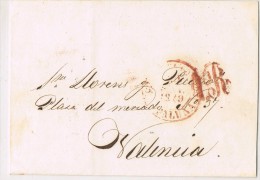 15840. Envuelta Prefilatelica BARCELONA 1849 A Valencia. Porteo 1 Real - ...-1850 Prephilately