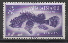 SPANISH SAHARA 1953 Colonial Stamp Day - 5c.+5c Red Scorpionfish MH - Spanische Sahara