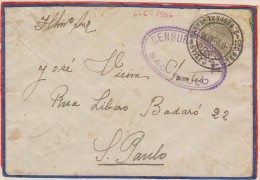 O) 1936 BRAZIL, CIRCULATED COVER WITH OVAL VIOLET, INTERNAL CENSORSHIP TO SAO PAULO, - Luchtpost