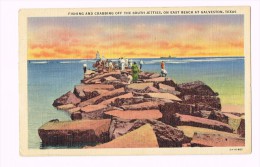 Fishing And Crabbing Off The South Jetties, On East Beach At Galveston 1942 - Texas - USA - Galveston