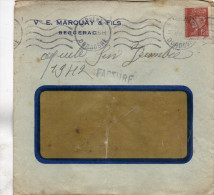 24 - BERGERAC - ENVELOPPE VEUVE E. MARQUAY & FILS - 1942  TIMBRE PETAIN 1.20 FR - 1900 – 1949