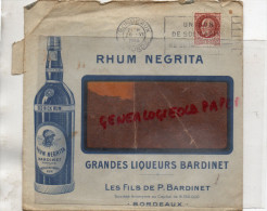 33 - BORDEAUX - BELLE ENVELOPPE RHUM NEGRITA- LES FILS DE P. BARDINET- TIMBRE PETAIN 1944 - 1900 – 1949