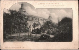 ! Alte Ansichtskarte Gruss Aus Pilsen, Deutsches Gymnasium, 1907, Plzen, Stockport, England - Tchéquie