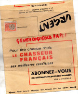 42 - ST SAINT ETIENNE - LETTRE ABONNEMENT " LE CHASSEUR FRANCAIS " AVEC AFFRANCHISSEMENT POSTE 0.15 CENTIMES - Printing & Stationeries