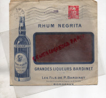 33 - BORDEAUX - BELLE ENVELOPPE RHUM NEGRITA- LES FILS DE P. BARDINET-   1945 - 1900 – 1949