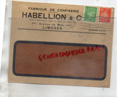 87 - LIMOGES - FACTURE FABRIQUE CONFISERIE -HABELLION & CIE- 11BIS AVENUE DU MIDI-1944- TIMBRE PETAIN - 1900 – 1949