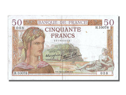 Billet, France, 50 Francs, 50 F 1934-1940 ''Cérès'', 1939, 1939-03-30, TTB+ - 50 F 1934-1940 ''Cérès''