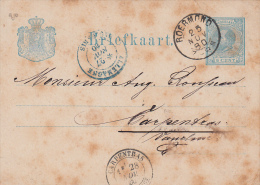 PAYS-BAS 1880. CARTE ENTIER 5c. ENTRÉE FRANCE BLEUE ALLEMAGNE PAR PARIS. ROERMOND POUR CARPENTRAS  / 6621 - Covers & Documents