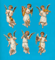 LOT 6 VICTORIAN SCRAP, ANGEL MUSICIAN, DECOUPIS  ANCIENS GAUFRE, ANGE MUSICIEN, EX Cond, 8.5 X 4 Cm - Angels