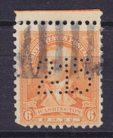 United States Perfin Perforé Lochung "2-15" 1932 6 C. Washington (2 Scans) - Perfin