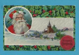 CPA Fantaisie Gaufrée Embossed Père Noël Paysage Santa Claus Merry Christmas - Kerstman