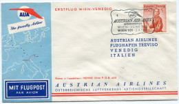 AUTRICHE PREMIER VOL AUA WIEN - VENEDIG DEPART WIEN 2-4-1960 - Erst- U. Sonderflugbriefe