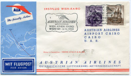 AUTRICHE PREMIER VOL AUA WIEN - CAIRO DEPART WIEN 2-12-1959 - Premiers Vols