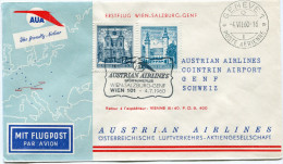 AUTRICHE PREMIER VOL AUA WIEN - GENEVE DEPART WIEN 4-7-1960 - First Flight Covers