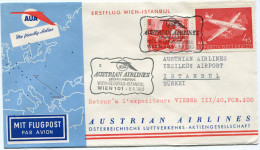 AUTRICHE PREMIER VOL AUA WIEN - ISTANBUL DEPART WIEN 5-8-1960 - First Flight Covers