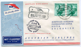 AUTRICHE PREMIER VOL AUA WIEN - SOFIA DEPART WIEN 3-4-59 - First Flight Covers
