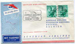 AUTRICHE PREMIER VOL AUA WIEN - BRUSSEL DEPART WIEN 2-4-59 - Erst- U. Sonderflugbriefe