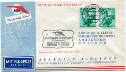 AUTRICHE PREMIER VOL AUA WIEN - AMSTERDAM DEPART WIEN 28-3-59 - Erst- U. Sonderflugbriefe