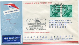 AUTRICHE PREMIER VOL AUA WIEN - AMSTERDAM DEPART WIEN 28-3-59 - First Flight Covers