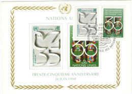 ONU - NAZIONI UNITE - UNITED NATIONS - NATIONS UNIES - 1980 - Minisheet 35 Years Anniversary - Carte Maximum - Genève... - Cartes-maximum