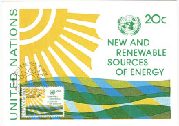 ONU - NAZIONI UNITE - UNITED NATIONS - NATIONS UNIES - 1981 - New And Renewable Sources Of Energy - Carte Maximum - N... - Cartes-maximum