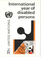 ONU - NAZIONI UNITE - UNITED NATIONS - NATIONS UNIES - 1981 - International Year Of Disabled Persons - Carte Maximum ... - Cartes-maximum